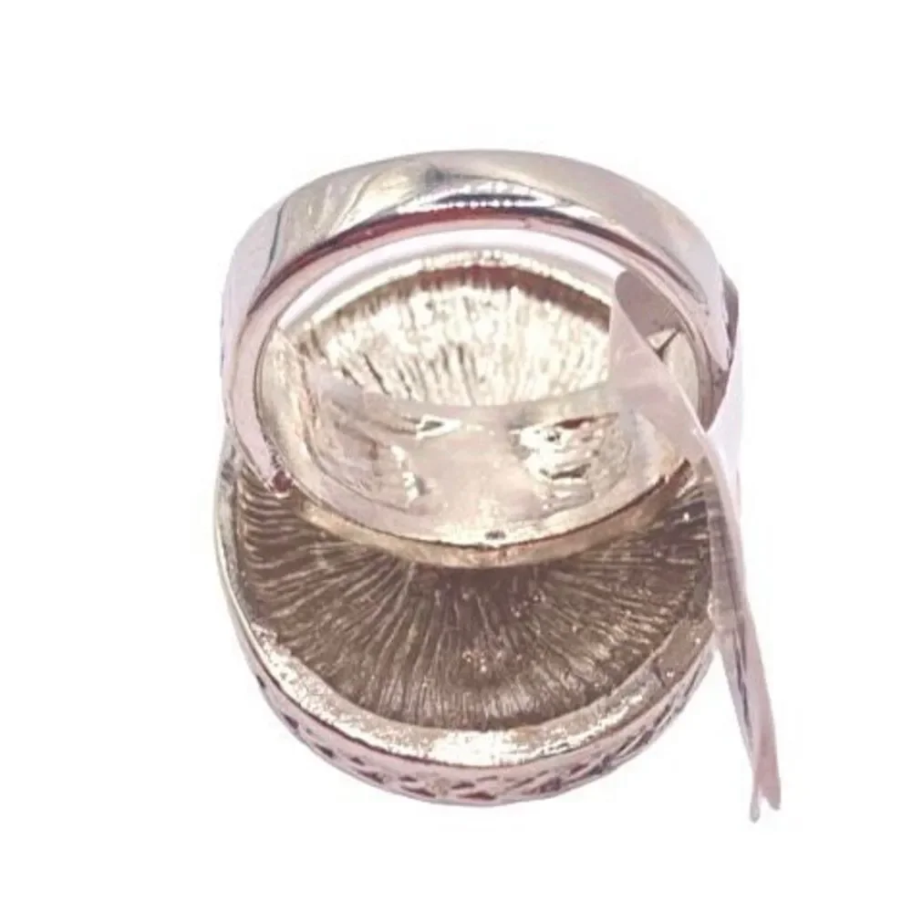 Silver and Gold Mixed Metal Hammered Chunky Cocktail Ring Size 8.5